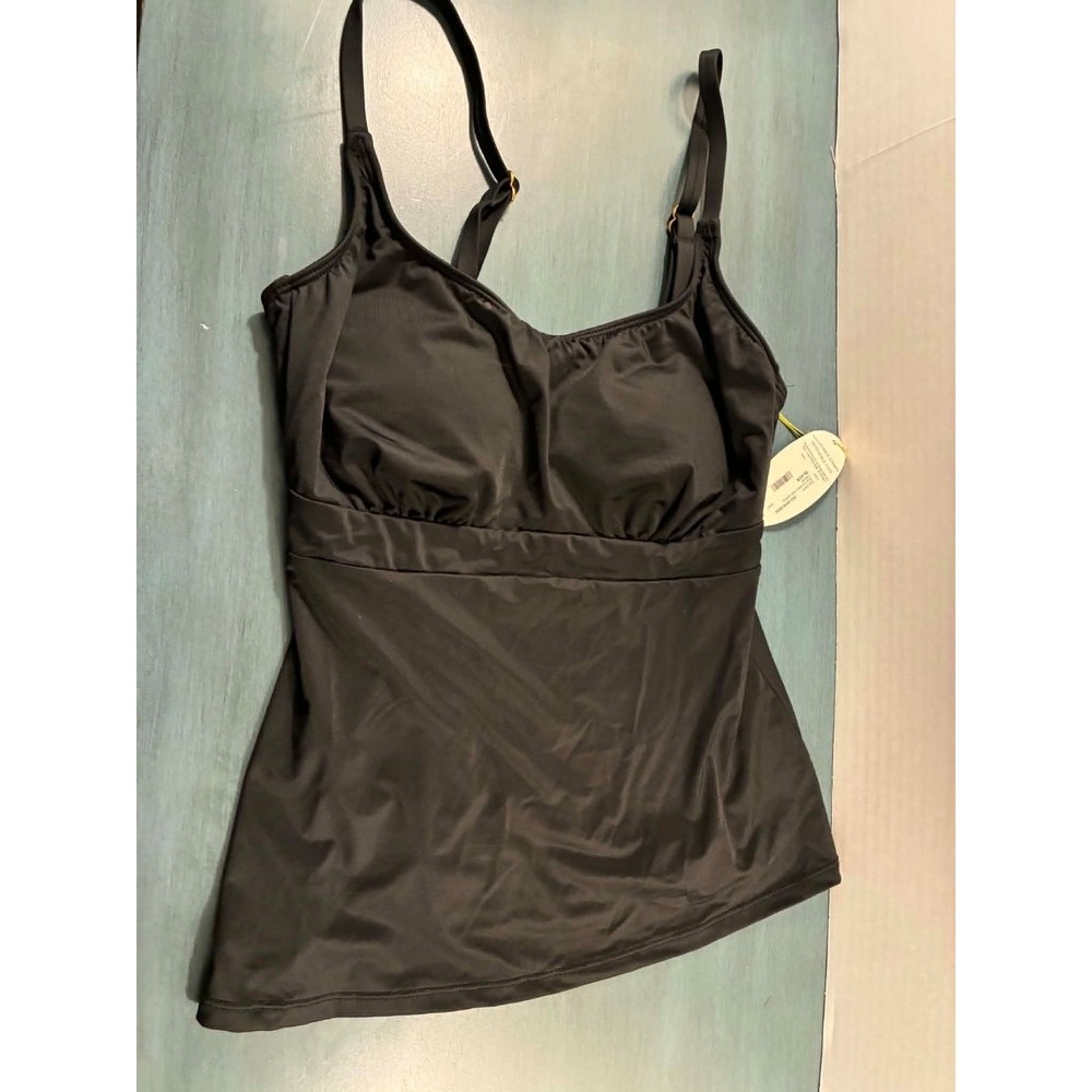 Mynah Tropic Goddess Black‎ Tankini Top XS NWT Adjustable Straps Removable Cups